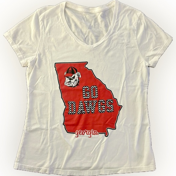 Tops - UGA Georgia Bulldogs V Neck Short Sleeve Graphic Tee Shirt Size Medium